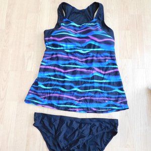 Women's Large Tankini - Black & Green - New no Tag